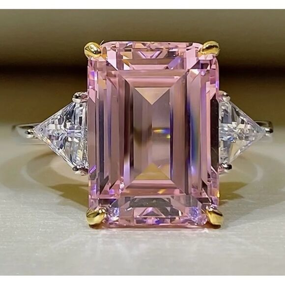 🩷 NEW stunning square pink crystal & silver ring 🩷 - Picture 2 of 4